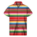 Ethnic Mexican Blanket Stripe Print Men's Short Sleeve Shirt