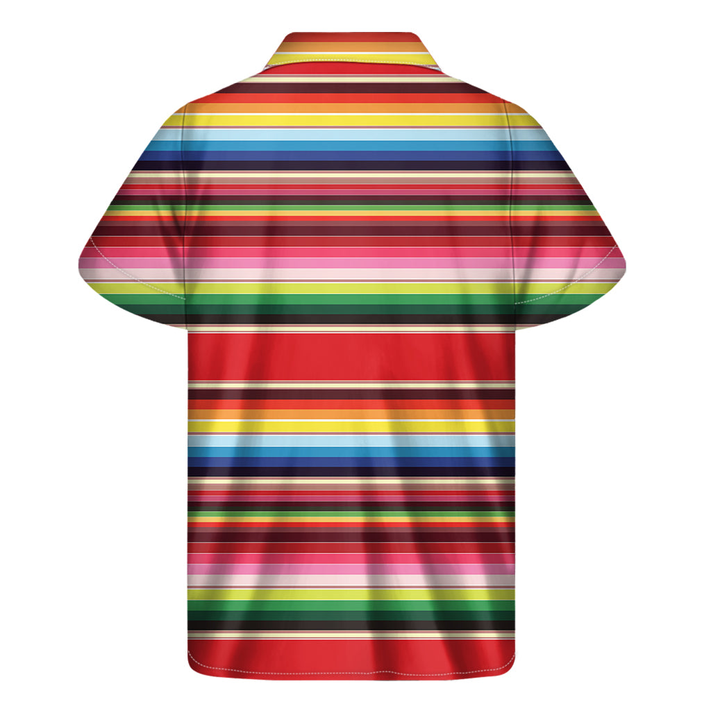 Ethnic Mexican Blanket Stripe Print Men's Short Sleeve Shirt