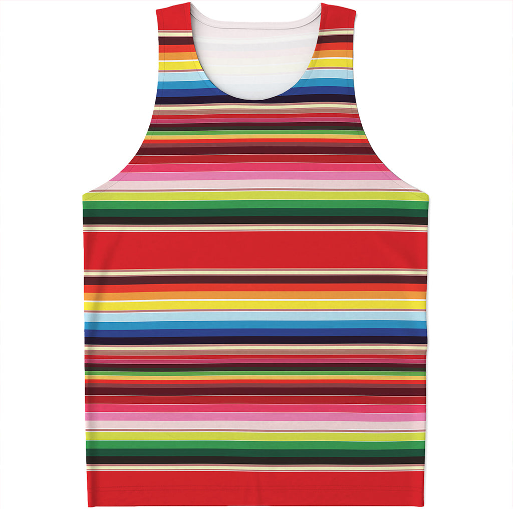 Ethnic Mexican Blanket Stripe Print Men's Tank Top