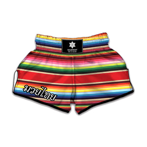 Ethnic Mexican Blanket Stripe Print Muay Thai Boxing Shorts