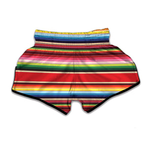 Ethnic Mexican Blanket Stripe Print Muay Thai Boxing Shorts