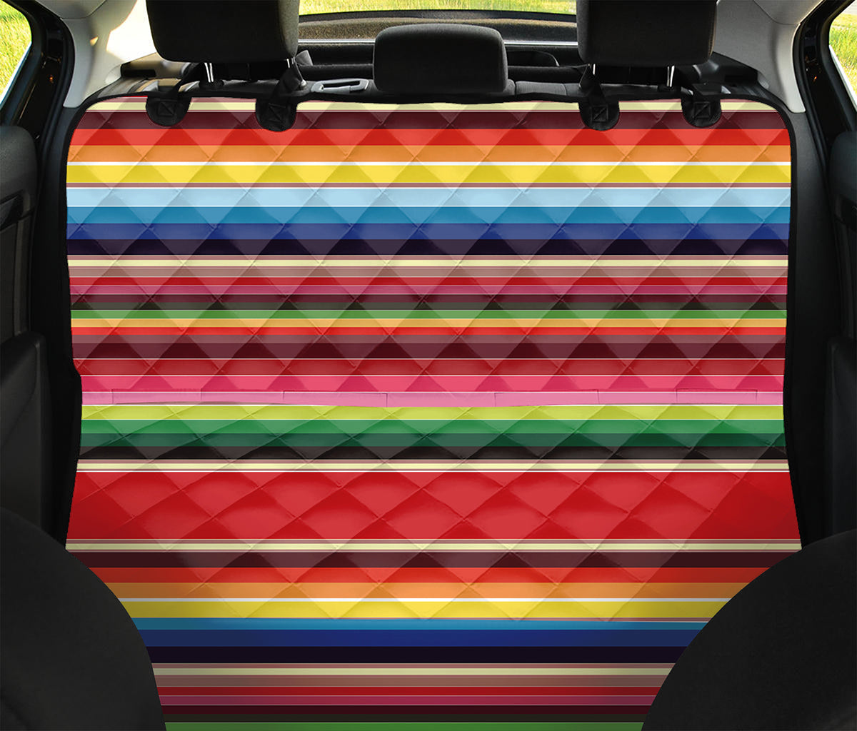 Ethnic Mexican Blanket Stripe Print Pet Car Back Seat Cover