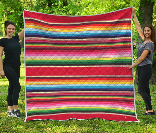 Ethnic Mexican Blanket Stripe Print Quilt
