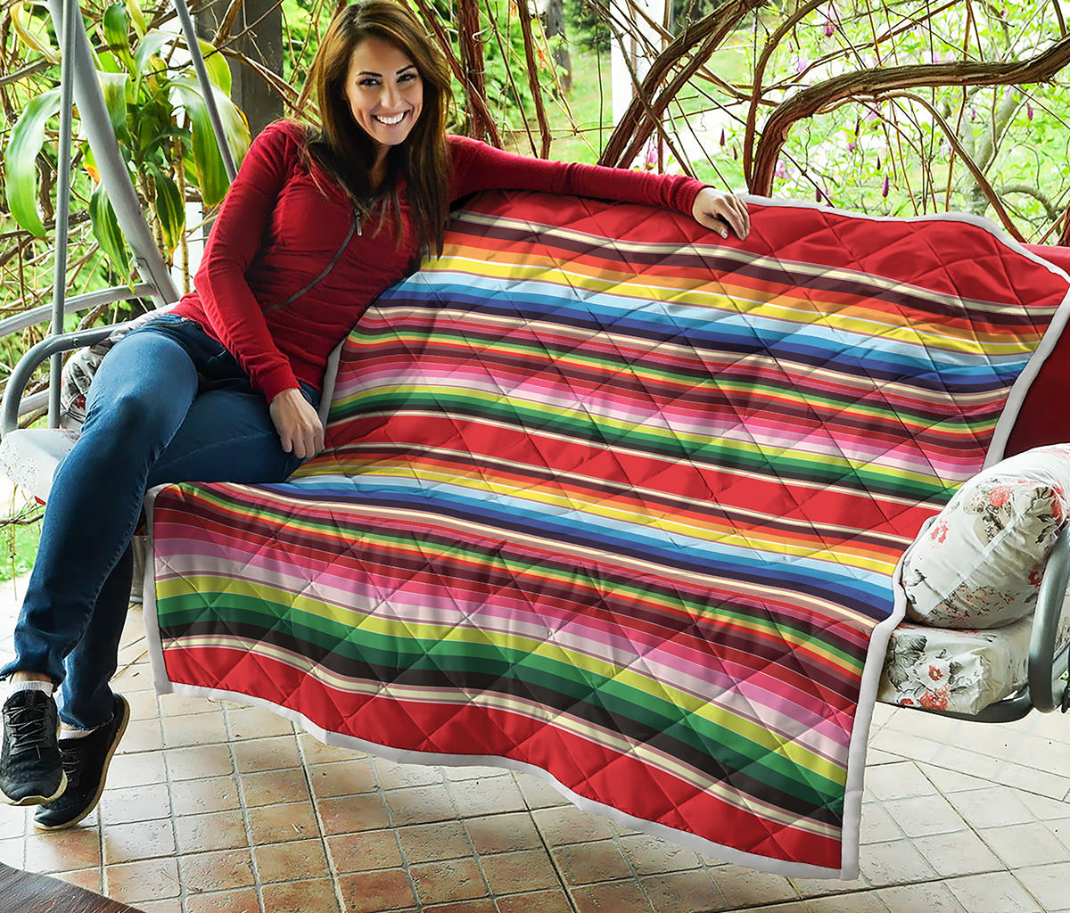 Ethnic Mexican Blanket Stripe Print Quilt