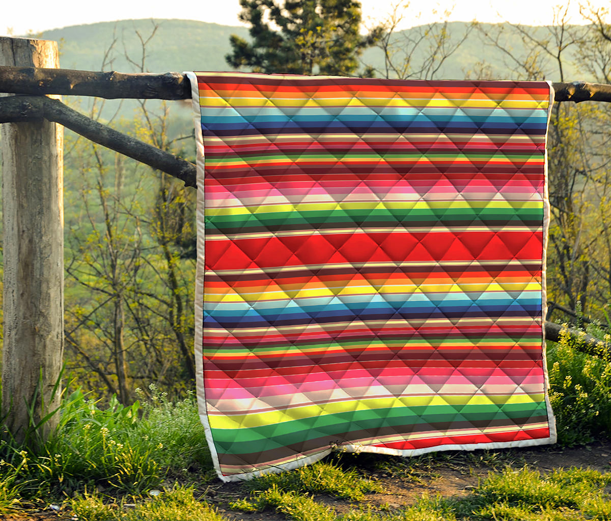 Ethnic Mexican Blanket Stripe Print Quilt