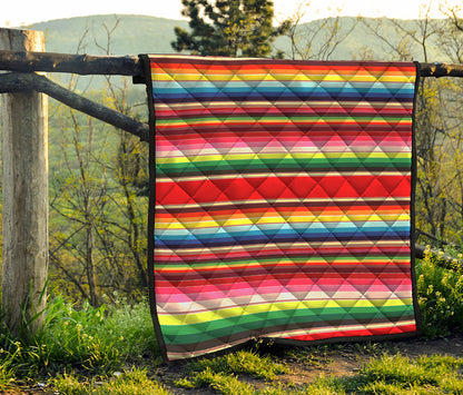 Ethnic Mexican Blanket Stripe Print Quilt