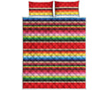 Ethnic Mexican Blanket Stripe Print Quilt Bed Set