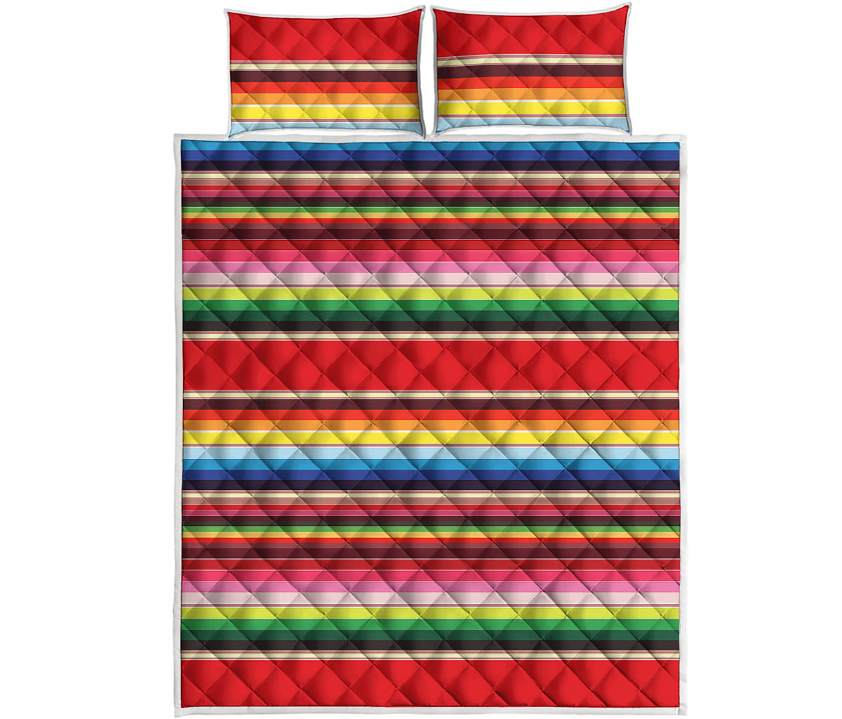 Ethnic Mexican Blanket Stripe Print Quilt Bed Set