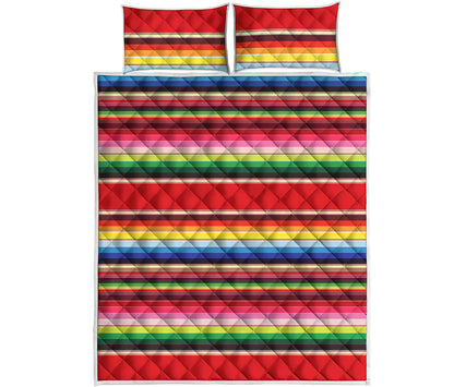 Ethnic Mexican Blanket Stripe Print Quilt Bed Set