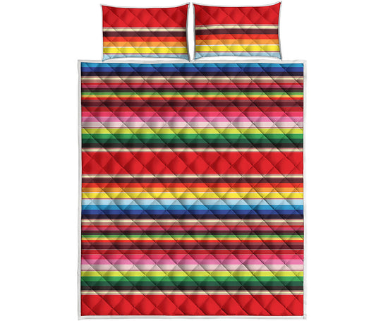 Ethnic Mexican Blanket Stripe Print Quilt Bed Set