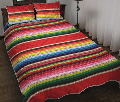 Ethnic Mexican Blanket Stripe Print Quilt Bed Set