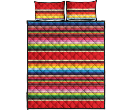 Ethnic Mexican Blanket Stripe Print Quilt Bed Set