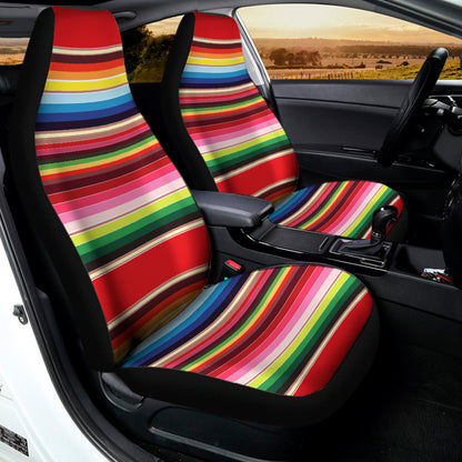 Ethnic Mexican Blanket Stripe Print Universal Fit Car Seat Covers
