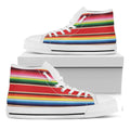 Ethnic Mexican Blanket Stripe Print White High Top Sneakers
