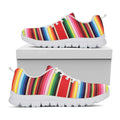 Ethnic Mexican Blanket Stripe Print White Running Shoes