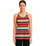Ethnic Mexican Blanket Stripe Print Women's Racerback Tank Top