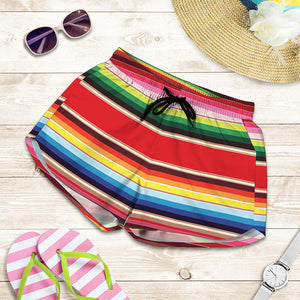 Ethnic Mexican Blanket Stripe Print Women's Shorts