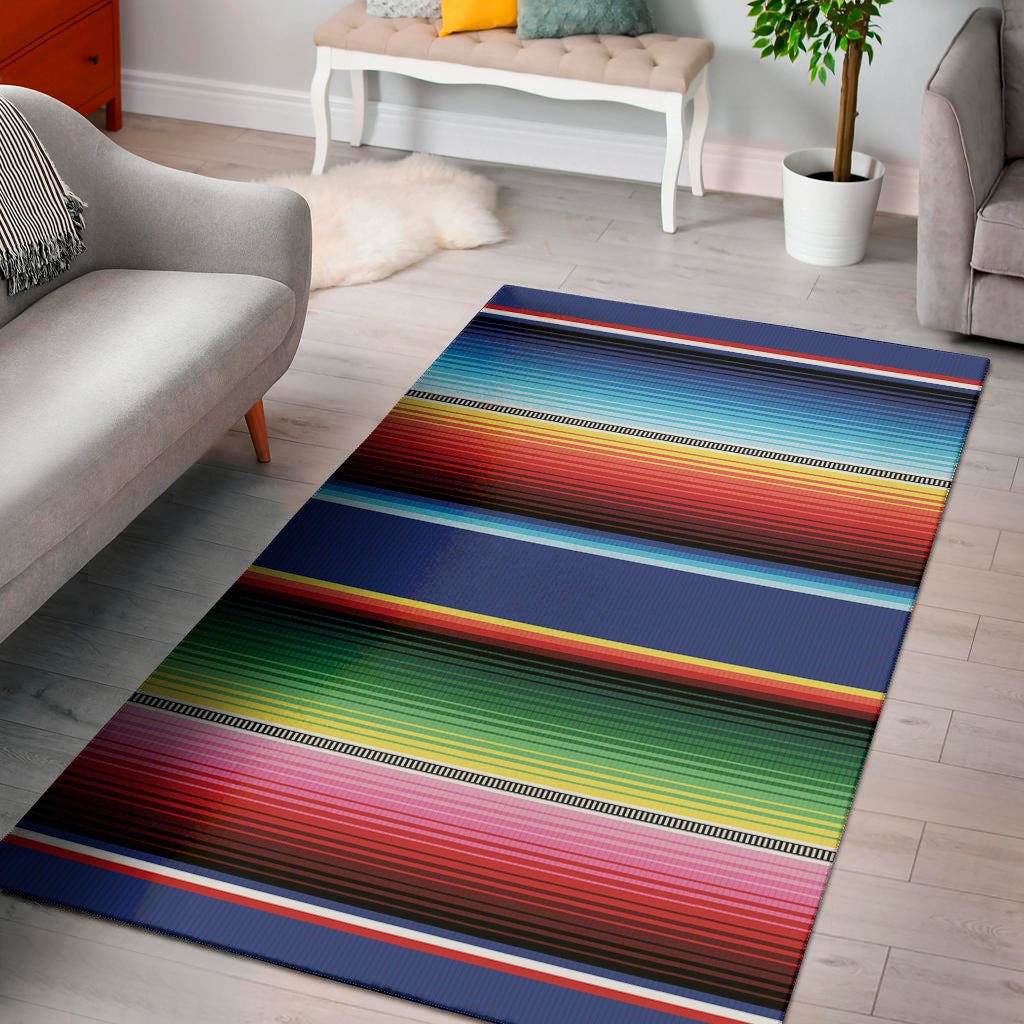 Ethnic Mexican Serape Pattern Print Area Rug