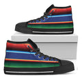 Ethnic Mexican Serape Pattern Print Black High Top Sneakers