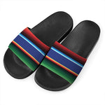 Ethnic Mexican Serape Pattern Print Black Slide Sandals
