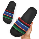 Ethnic Mexican Serape Pattern Print Black Slide Sandals