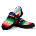 Ethnic Mexican Serape Pattern Print Black Slip On Sneakers