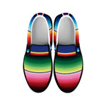 Ethnic Mexican Serape Pattern Print Black Slip On Shoes