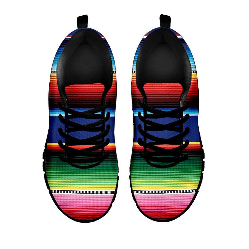 Ethnic Mexican Serape Pattern Print Black Sneakers