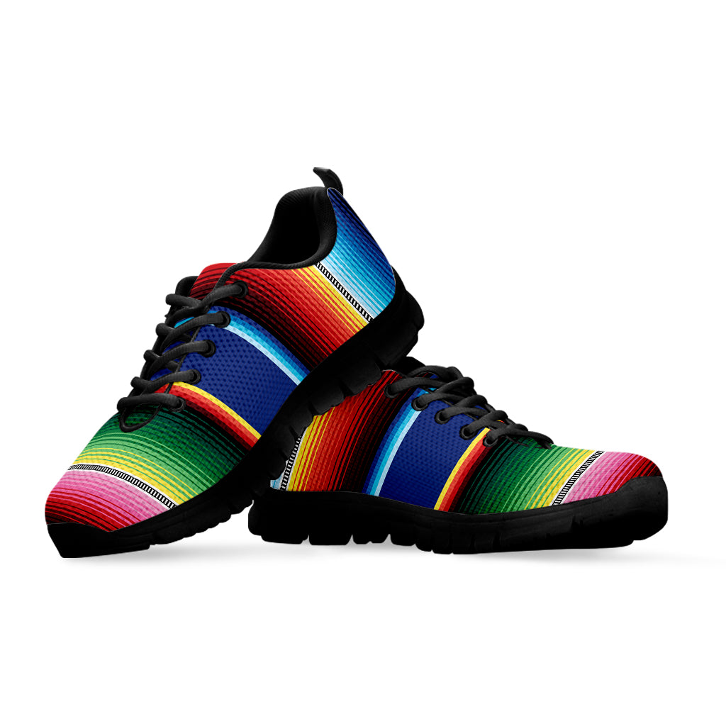 Ethnic Mexican Serape Pattern Print Black Sneakers