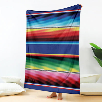 Ethnic Mexican Serape Pattern Print Blanket