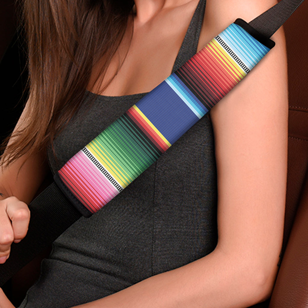 Ethnic Mexican Serape Pattern Print Car Seat Belt Covers