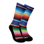Ethnic Mexican Serape Pattern Print Crew Socks