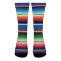 Ethnic Mexican Serape Pattern Print Crew Socks