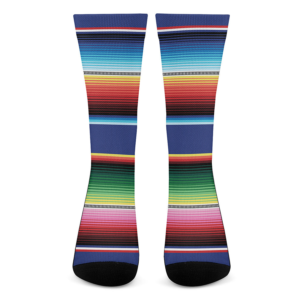 Ethnic Mexican Serape Pattern Print Crew Socks
