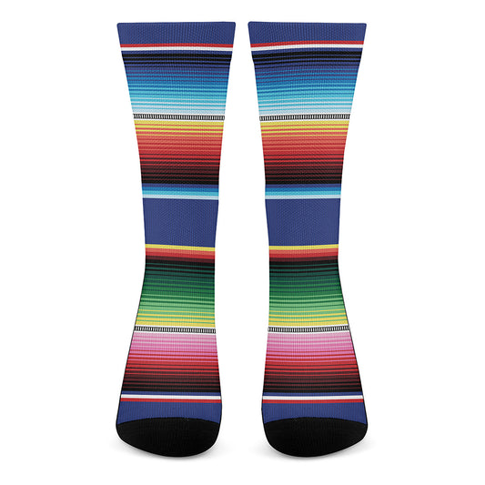 Ethnic Mexican Serape Pattern Print Crew Socks