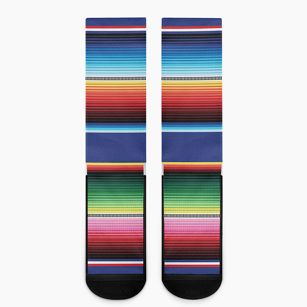 Ethnic Mexican Serape Pattern Print Crew Socks