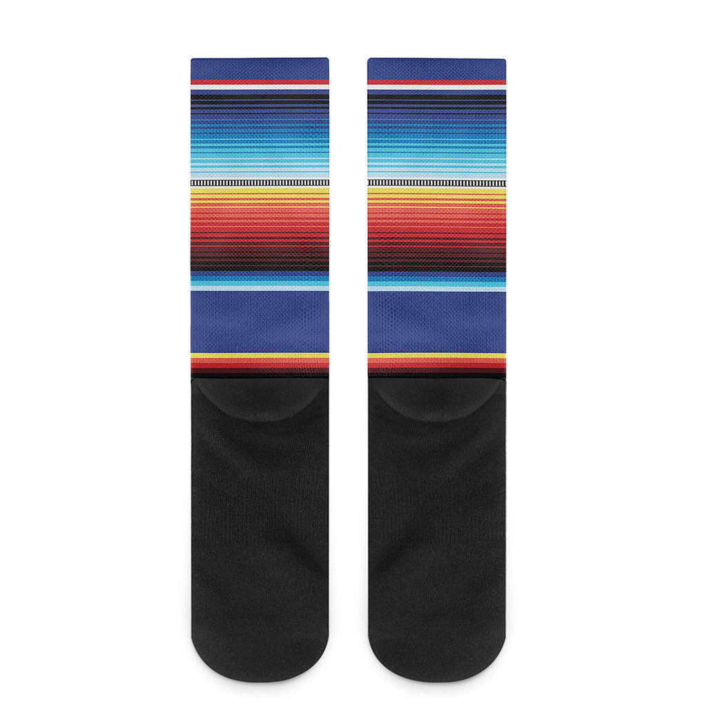 Ethnic Mexican Serape Pattern Print Crew Socks