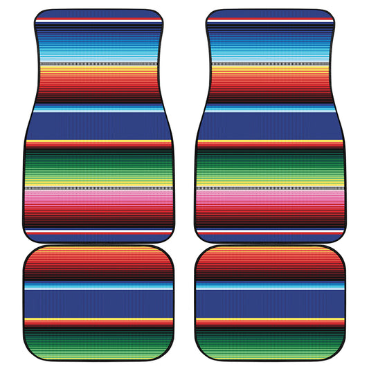 Ethnic Mexican Serape Pattern Print Front and Back Car Floor Mats