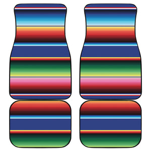 Ethnic Mexican Serape Pattern Print Front and Back Car Floor Mats