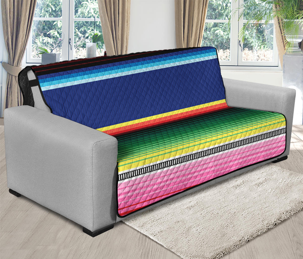 Ethnic Mexican Serape Pattern Print Futon Protector