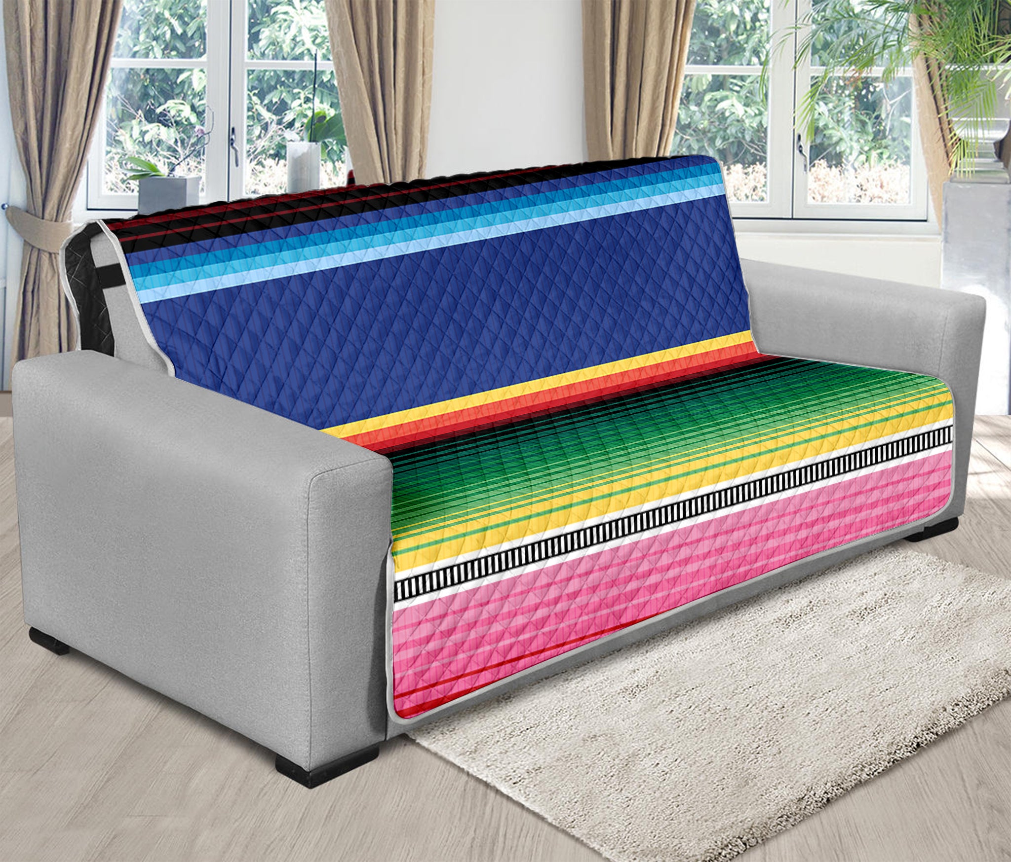 Ethnic Mexican Serape Pattern Print Futon Protector