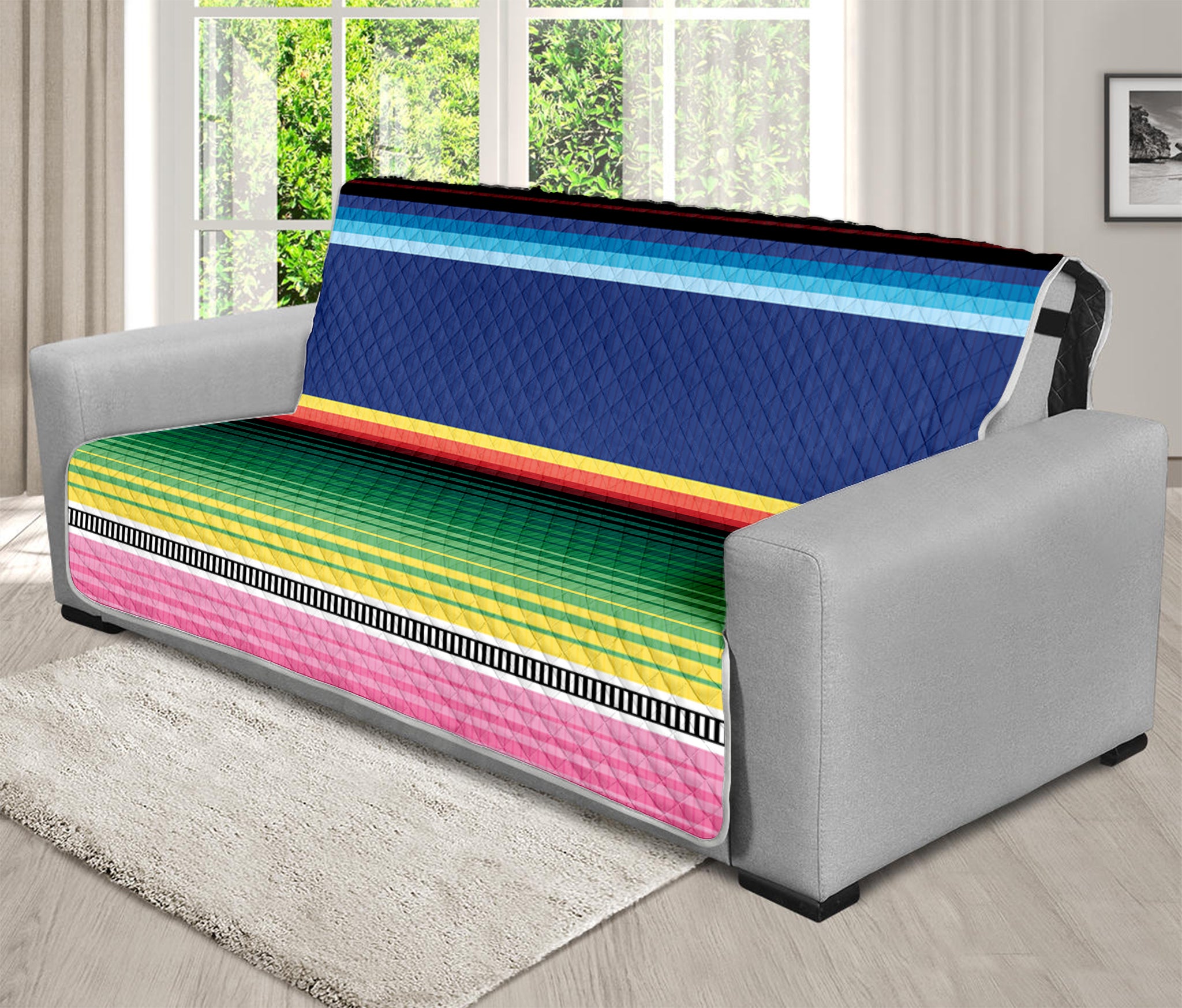 Ethnic Mexican Serape Pattern Print Futon Protector