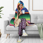 Ethnic Mexican Serape Pattern Print Hooded Blanket