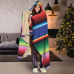 Ethnic Mexican Serape Pattern Print Hooded Blanket