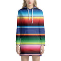 Ethnic Mexican Serape Pattern Print Pullover Hoodie Dress
