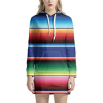 Ethnic Mexican Serape Pattern Print Hoodie Dress