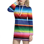Ethnic Mexican Serape Pattern Print Hoodie Dress