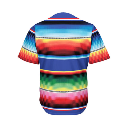 Ethnic Mexican Serape Pattern Print Men's Baseball Jersey