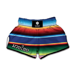 Ethnic Mexican Serape Pattern Print Muay Thai Boxing Shorts