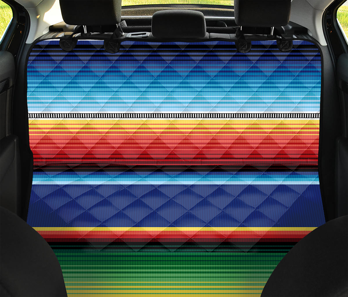 Ethnic Mexican Serape Pattern Print Pet Car Back Seat Cover